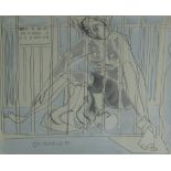 ERIC MALTHOUSE watercolour & inkwash - imprisoned mother and child, signed and dated 1952, 22 x