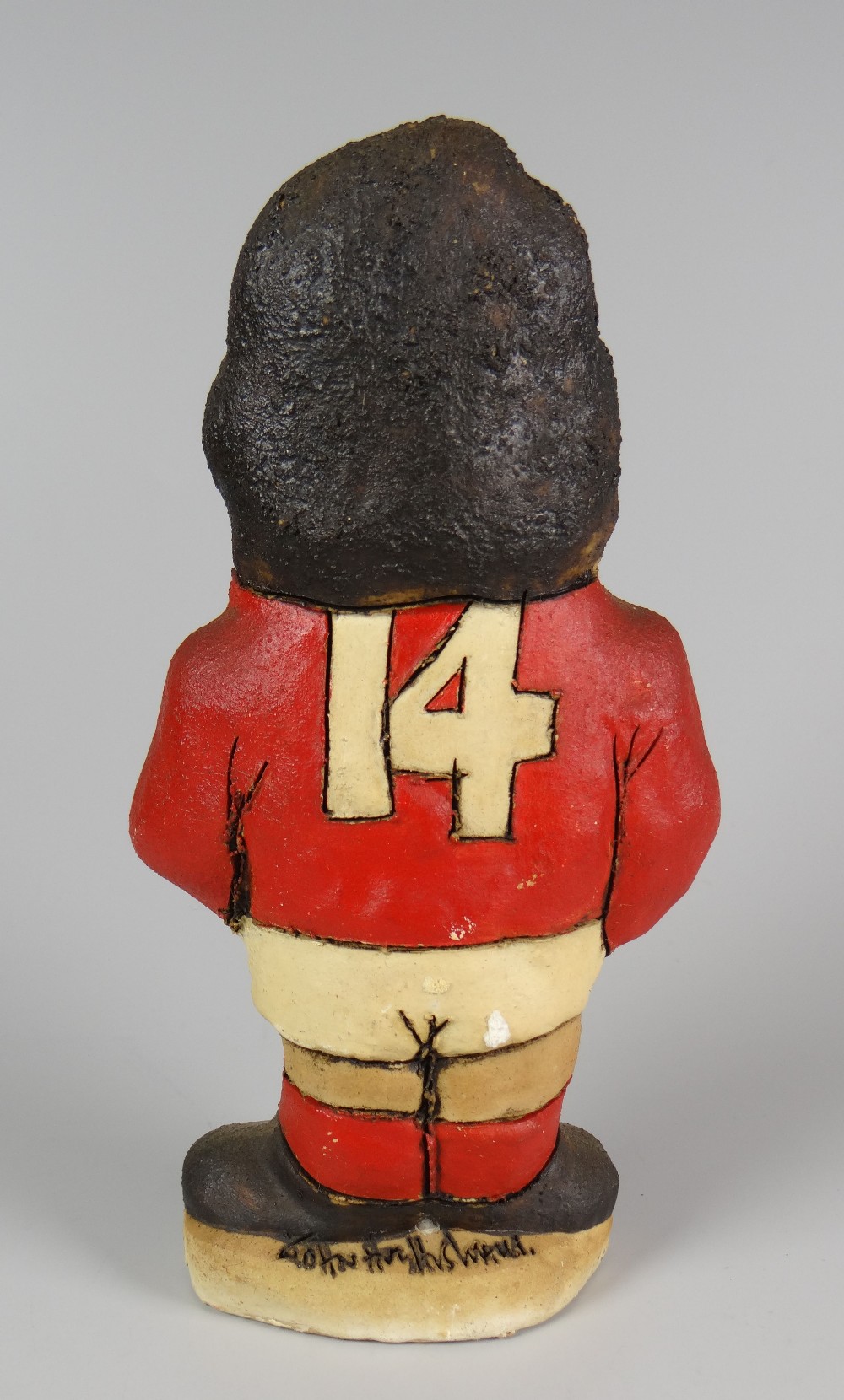 JOHN HUGHES Grogg - famous Welsh International wing Gerald Davies, signed, 15.5cms high - Image 2 of 2