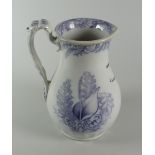 A LLANELLY POTTERY JUG IN THE FERN PATTERN with purple transfer and inscribed H&A EVANS LLANELLY,