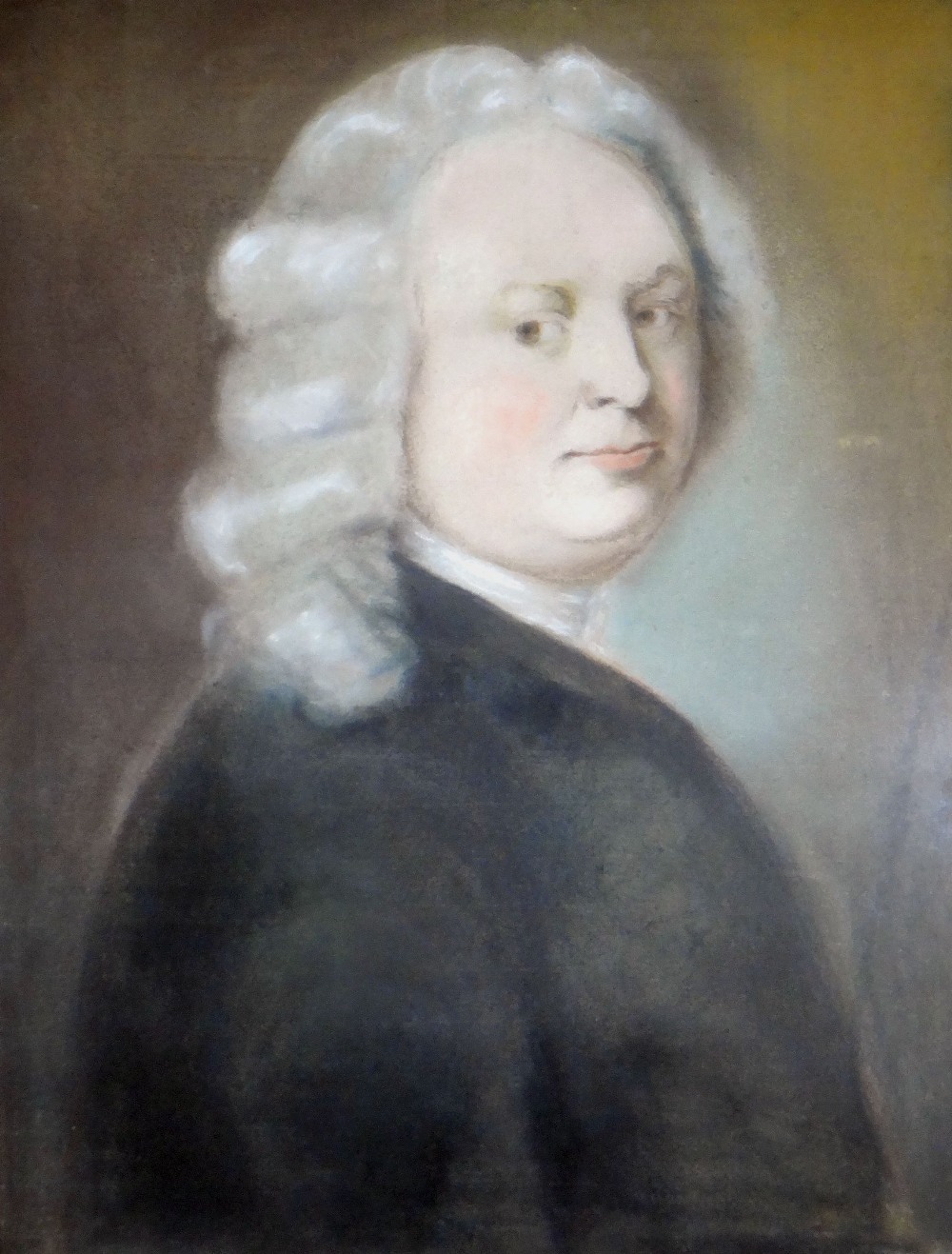 EIGHTEENTH CENTURY WELSH SCHOOL pastel - head & shoulders portrait of a wig wearing gentleman