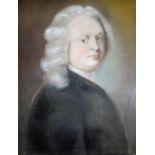 EIGHTEENTH CENTURY WELSH SCHOOL pastel - head & shoulders portrait of a wig wearing gentleman