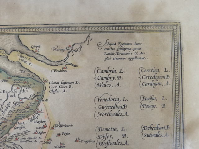 HUMPHREY LLWYD coloured and tinted late sixteenth century antiquarian map - 'Cambriae Typus' being - Image 9 of 13