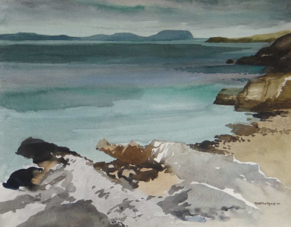 DONALD McINTYRE watercolour - Scottish coast, entitled on Thackeray Gallery label verso 'Skye from