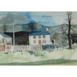 RAY EVANS watercolour - farm & poultry, signed, 13.5 x 19cms
