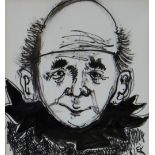 KAREL LEK colourwash - head & shoulders of a clown, signed in full, 15 x 14cms
