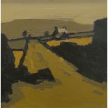 SIR KYFFIN WILLIAMS RA oil on canvas - landscape with cottages & lane, entitled 'Farm at Deiniolen',