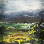 NATHAN JONES oil on panel - landscape, entitled verso 'North Wales', signed, 7 x 7 cms