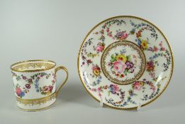 A FINE NANTGARW PORCELAIN COFFEE CAN & SAUCER London decorated probably at the Sims workshop,