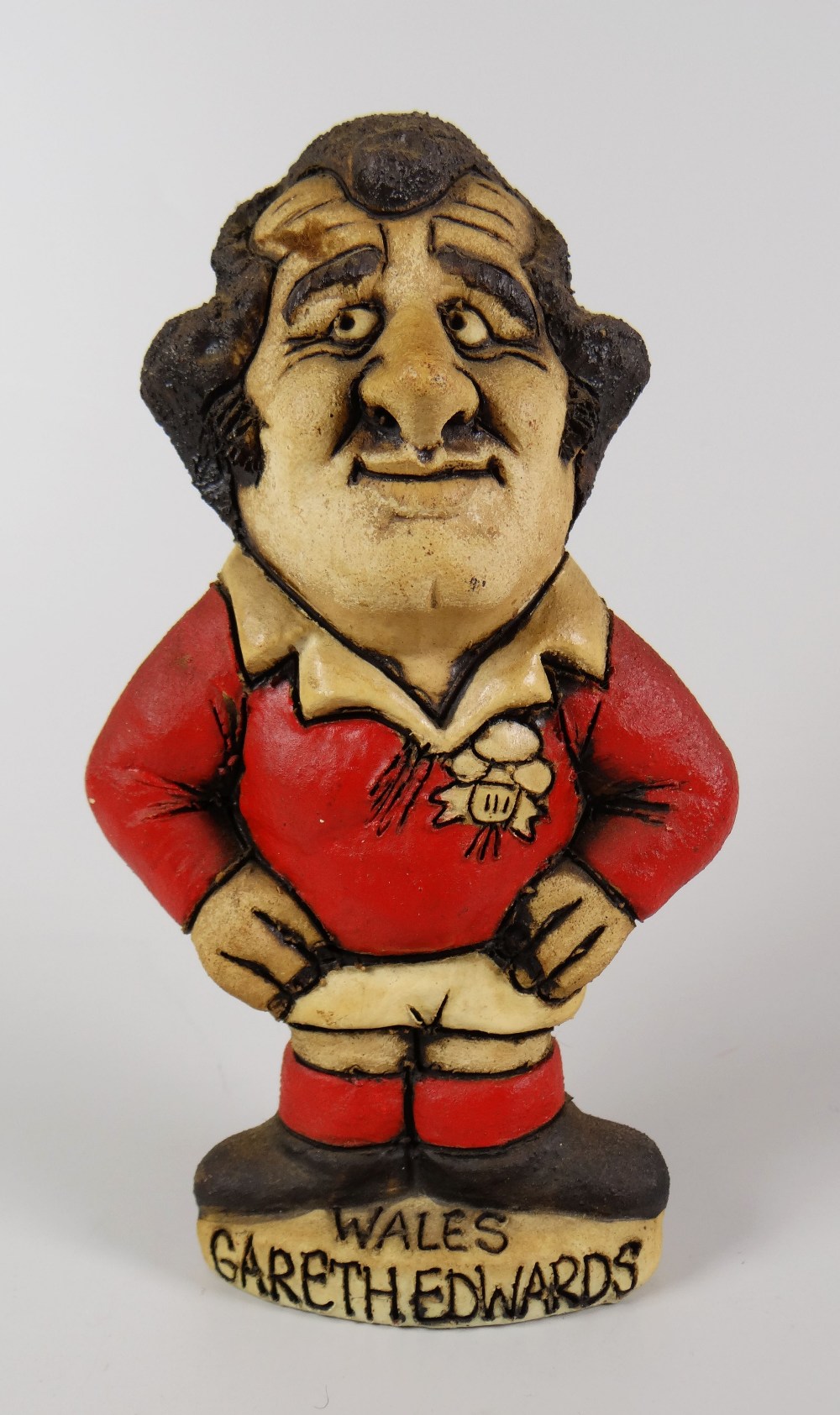 JOHN HUGHES Grogg - legendary Wales International scrum-half, Gareth Edwards, signed, 15cms high