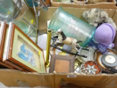 Box of miscellaneous items, porcelain, household prints etc