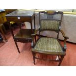 Jug and bowl stand and an Edwardian bedroom chair