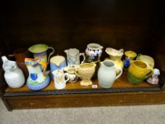 Large parcel of mainly porcelain jugs, Art Deco style, Gaudy Welsh, Sylvac etc