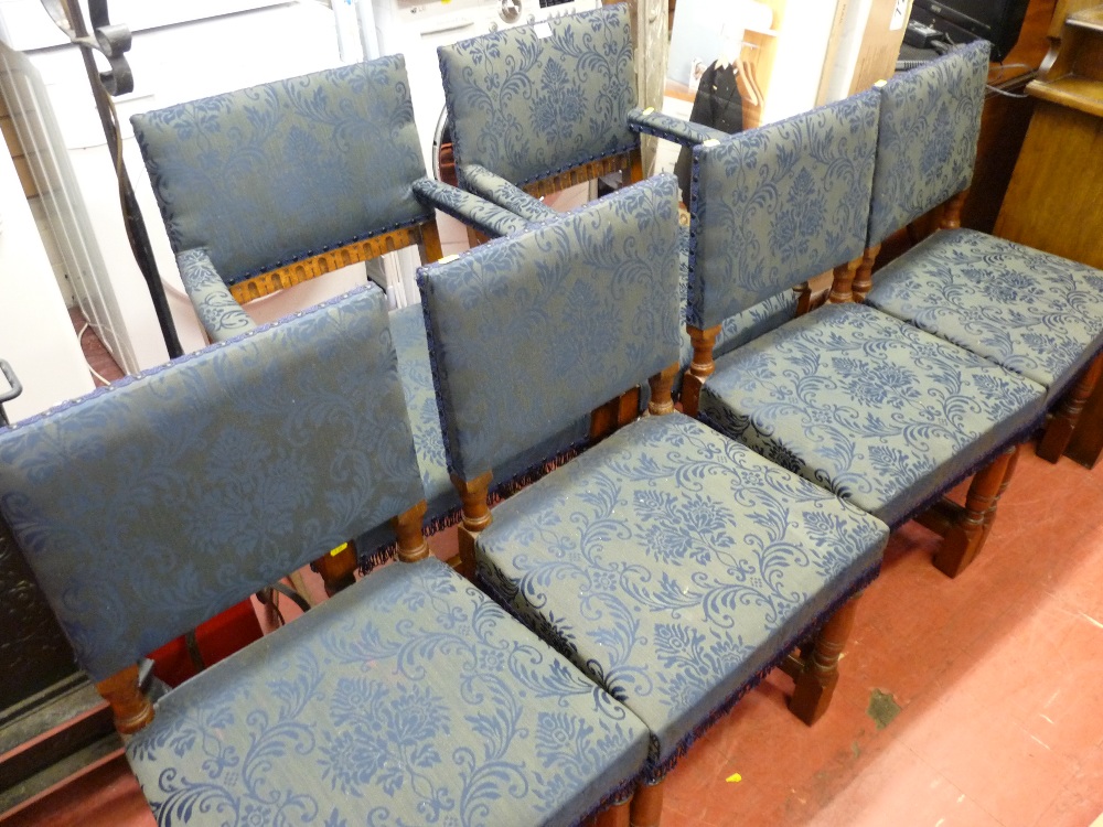 Set of six (four plus two) floral upholstered chairs