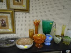 Parcel of decorative glassware including Coronation bowl, early vaseline glass etc