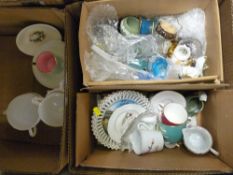 Box of mixed porcelain including Welsh, Jasperware, ribbon plate etc