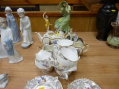 Parcel of lustre teaware, Continental figurines etc
