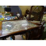 Parcel of vintage items including tapestry seat, commode, small toilet mirror with bobbin detail,