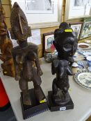 Carved wood African ancestor figure and a Bamana/Malinke female figure