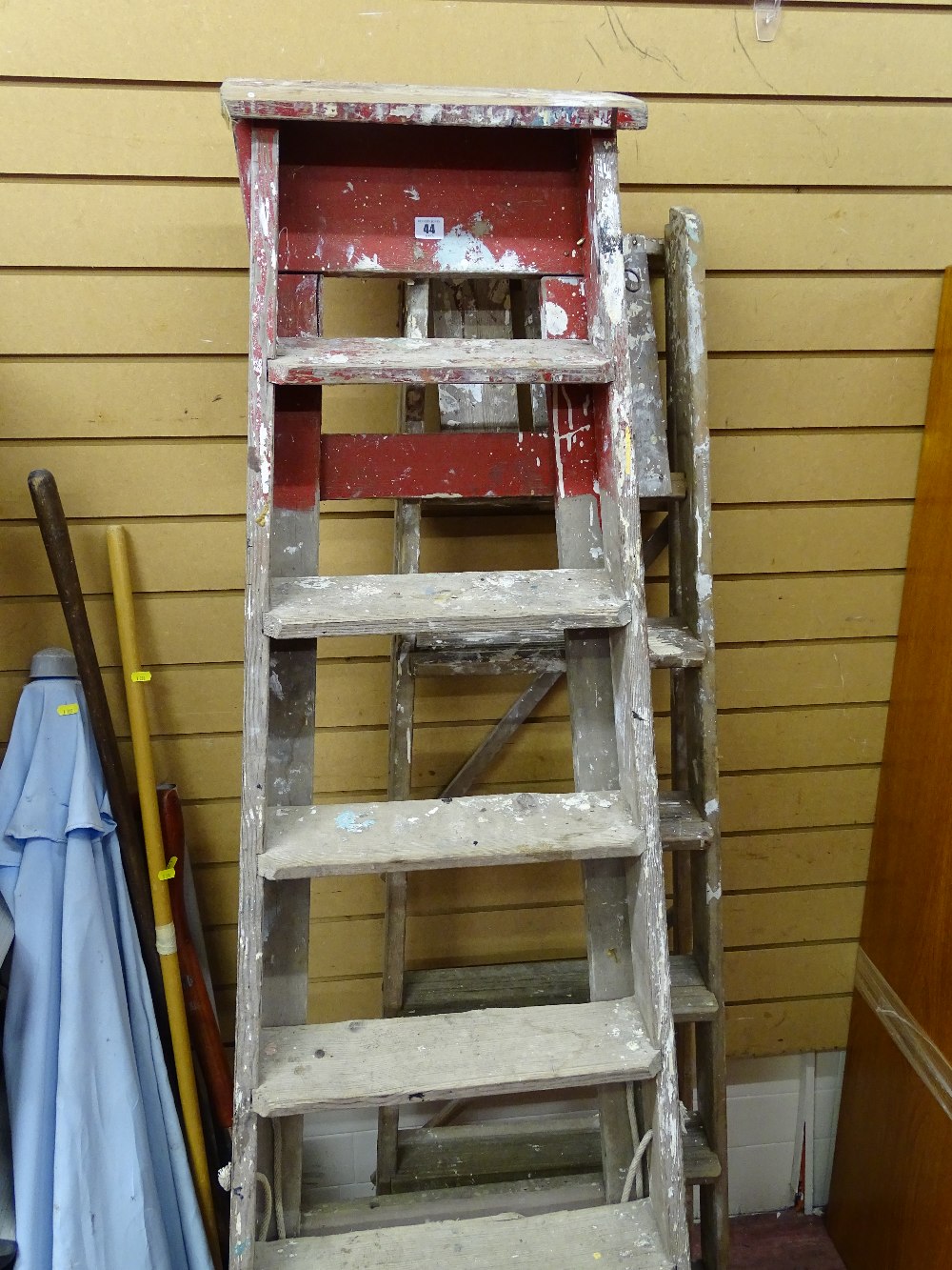 Pair of vintage wooden stepladders