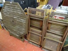 Octagonal garden table and four chairs