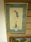 SPY watercolour - 'The Favourite' and with label verso 'Fred Archer tallest jockey ever and