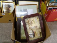 Box of framed pictures and prints