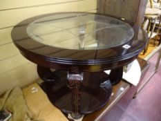 Circular two tier glass topped occasional table