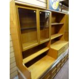 Mid Century Nathan wall unit with twin glazed upper doors