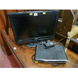 Sanyo small screen LCD TV and a Sagemcom digibox E/T