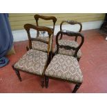 Parcel of four antique classically upholstered chairs