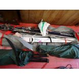 Parcel of Ski equipment and a pair of folding camping style chairs