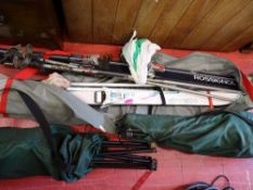 Parcel of Ski equipment and a pair of folding camping style chairs