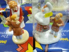 Coalport Characters two boxed figurines 'The Snowman Hug for Mum' and 'Highland Fling'