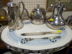 Electroplate pots and a gallery tray etc