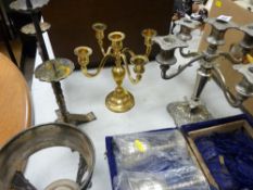 Parcel of metalware including candelabra, goblets etc