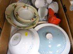 Box of mixed tea and dinnerware