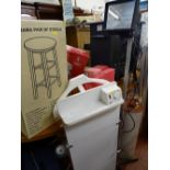 White Corby trouser press, an aluminium sight light and two carpet runners E/T