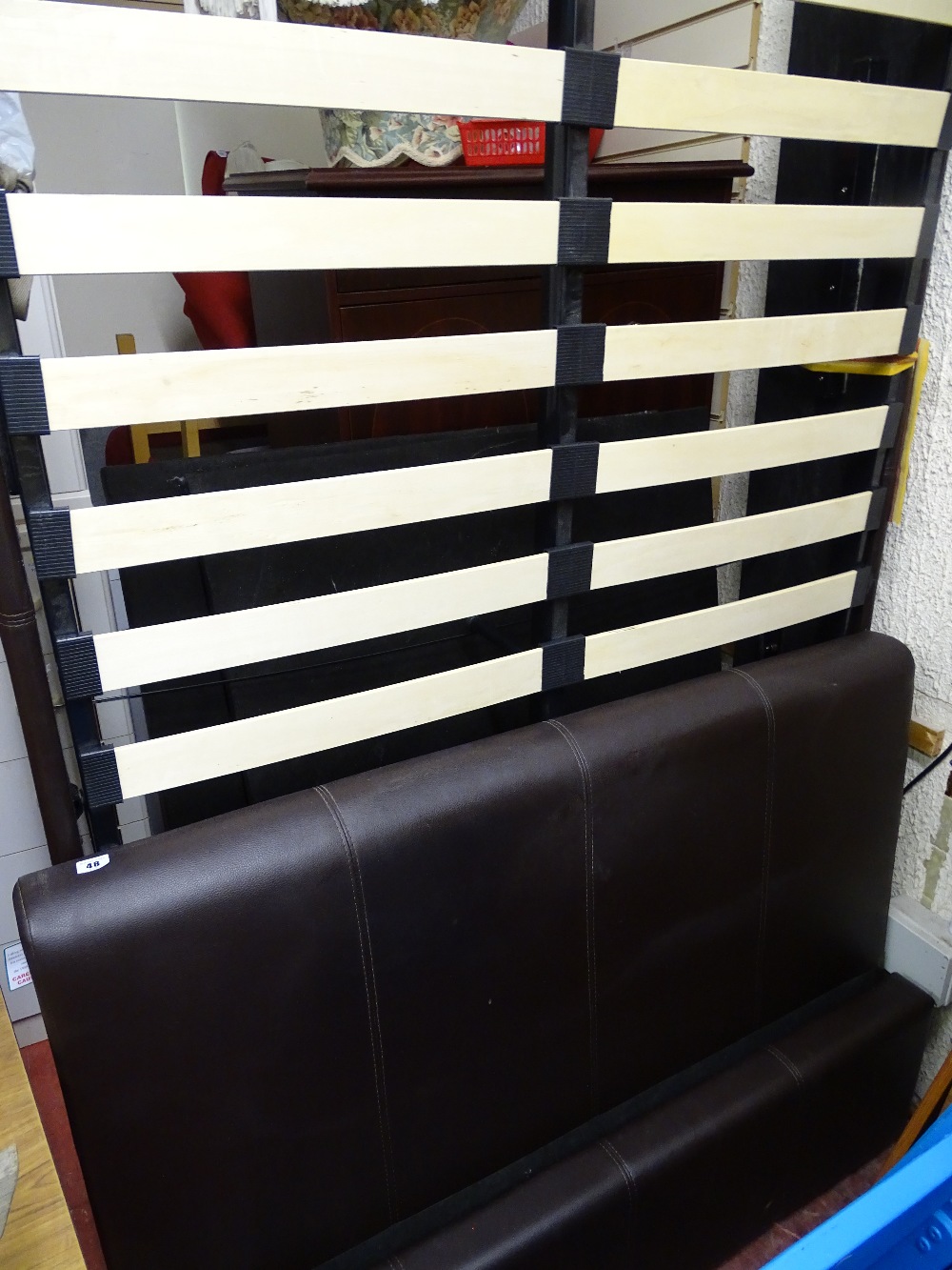 Leather effect double bed frame (no mattress)