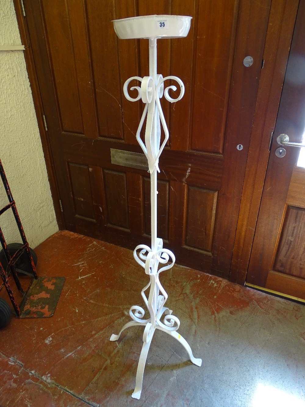Metal white painted ornate stand