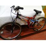 Phoenix Mountain Ridge multi geared red mountain bike with Bikemate mini bicycle pump