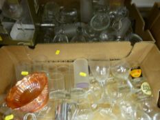 Two boxes of mixed glassware including good drinking glassware