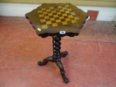 Barley twist column mahogany tripod games table