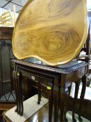 Nest of three coffee tables and a kidney shaped small occasional table