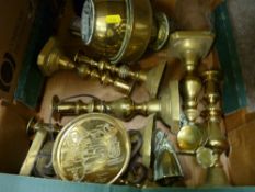 Box of mixed brassware