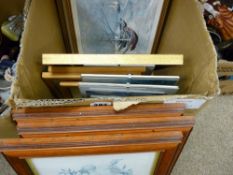 Box of framed prints, various subjects