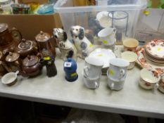 Large parcel of mixed porcelain including Staffs dogs, teaware etc