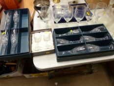 Boxed wine glasses, decanters etc