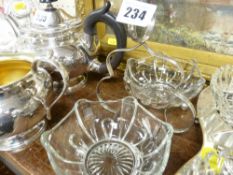 Glass and electroplate condiment set