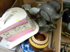 Staffs tea bowl, items of pewter etc