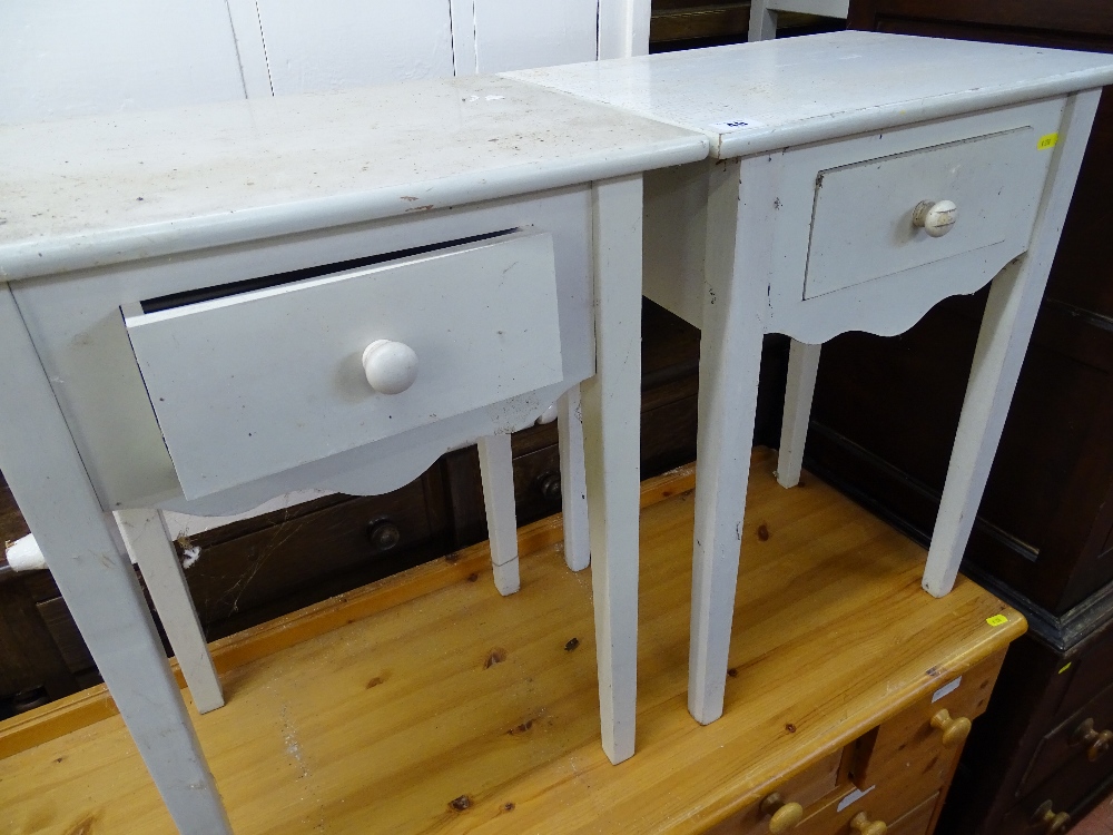 Pair of wooden painted single drawer bedside cabinets